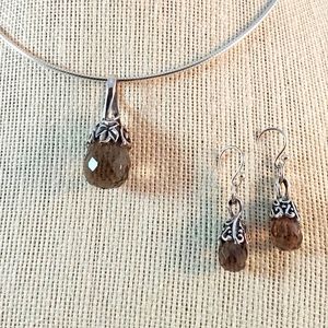 Smoked Quartz faceted Sterling silver capped